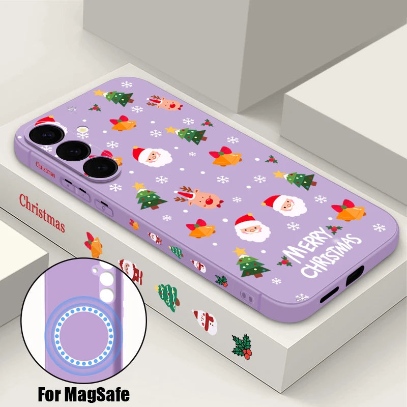 Christmas Santa Elk Magnetic Case For Samsung Galaxy S25 S24 S23 Ultra S22 Plus S24 S21 S20 FE For Magsafe Wireless Charge Cover