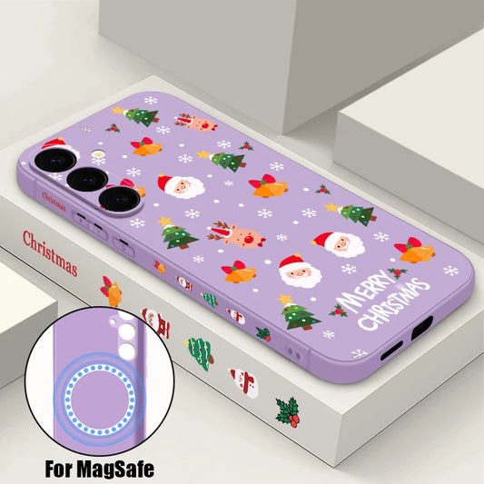 Christmas Santa Elk Magnetic Case For Samsung Galaxy S25 S24 S23 Ultra S22 Plus S24 S21 S20 FE For Magsafe Wireless Charge Cover