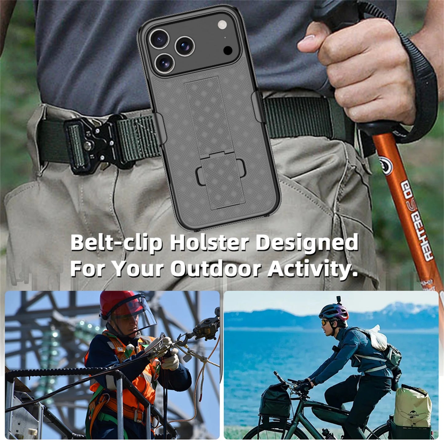 Fit iPhone 17 Pro Kickstand Phone Case, ShockProof Heavy Duty Armour Tough Stand Case With Belt Clip For iPhone 17 Pro Max 6.9"