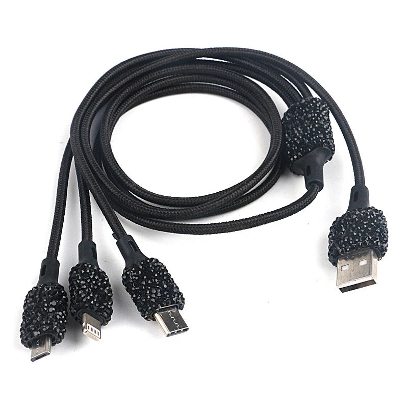 Dual USB Car Charger Bling Bling Handmade Rhinestones Crystal Car Decorations for Fast Charging Car Decors for iPhone/Samsung