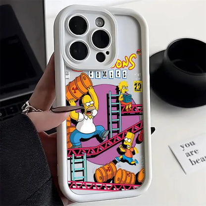 Case For Apple iPhone 11 15 Pro Max 14 Plus 13 12 Shockproof Protective Shell Silicone Funda Phone Cover Funny Cartoon SimpsonS