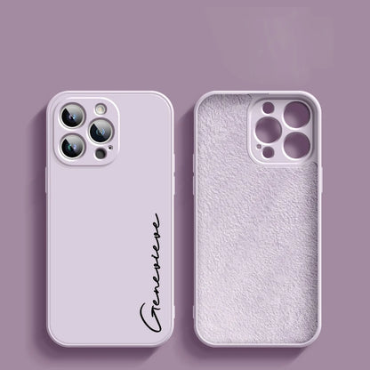 Luxury Liquid Silicone Soft Full Cover 15 14 13 Pro Max Personalized Customized DIY Name Case For iPhone 15 14 13 12 11 Pro Max - covers4phones