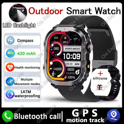 New in GPS Smart Watch For Men Wome Military Amoled Flashlight Waterproof Outdoor Sport Bluetooth Call Smartwatch Smart Band