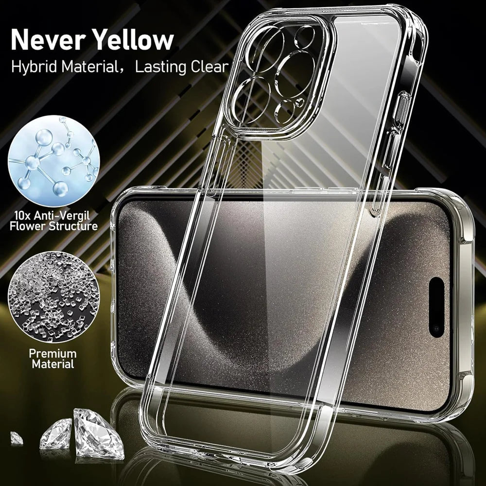 For iPhone 17 16 15 Pro Max Phone Case For iPhone 16 15 14 13 Mini 12 11 Pro Transparent Case iPhone16 Plus Cover