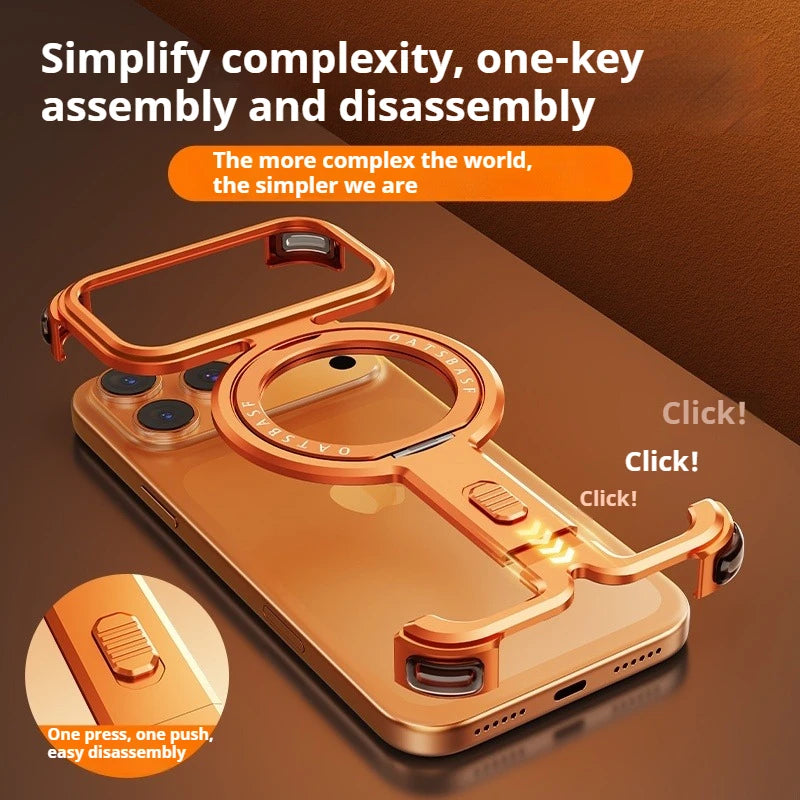 Oatsbasf Metal Phone Case for iPhone 17 Pro Max/17 Pro with Magnetic Stand 360° Rotatable Magsafe Aluminum Metal Frameless Cover