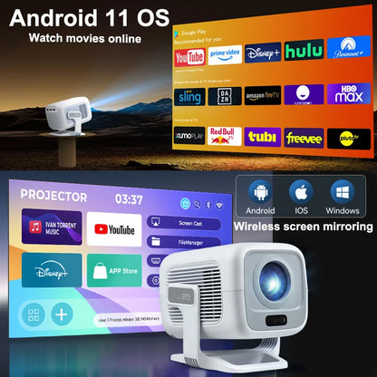 Huaweishi 4K Projector Android Native Portable 1080P 600ANSI Auto FocusVideo home Cinema Outdoor hd led Projetor