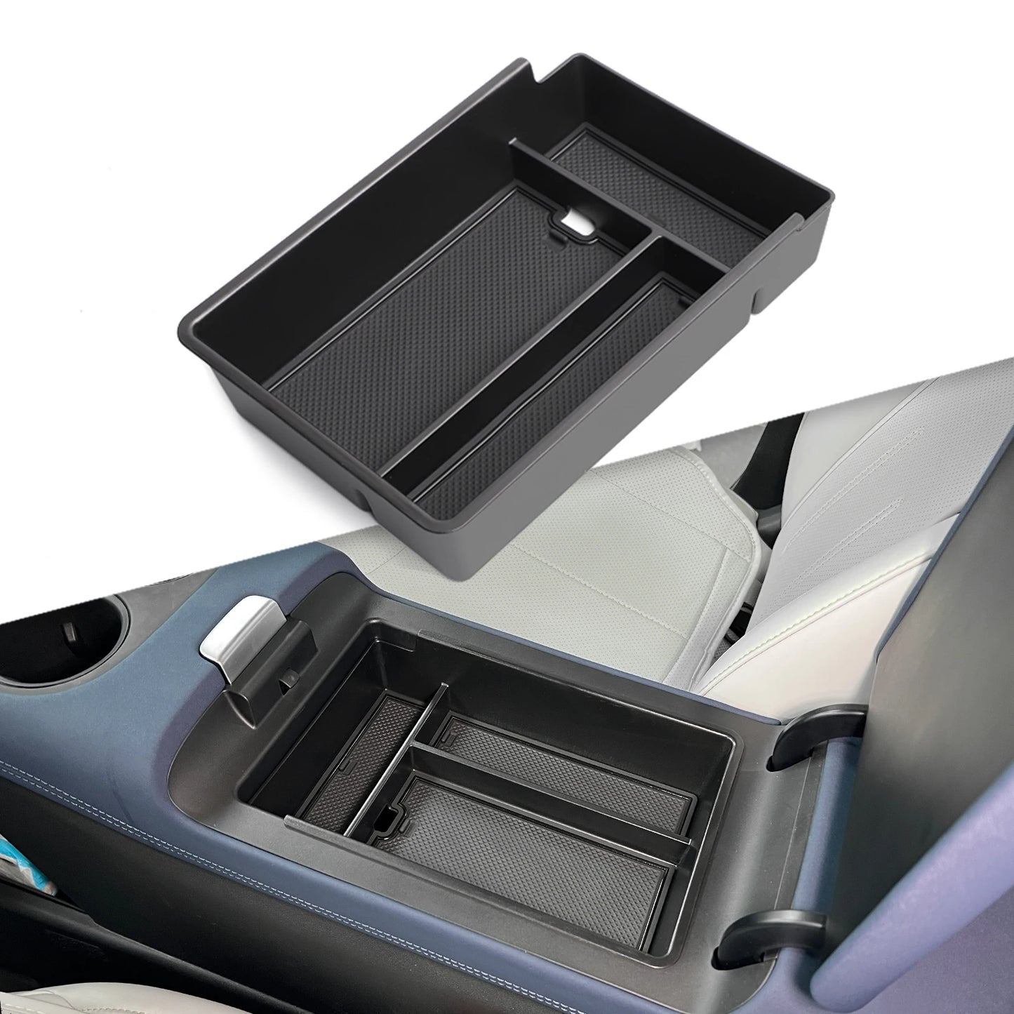 for Xpeng G6 2023 2024 Car Central Storage Box Cup Holder Dashboard Tray Interior Accessories Organizer Tidying Black