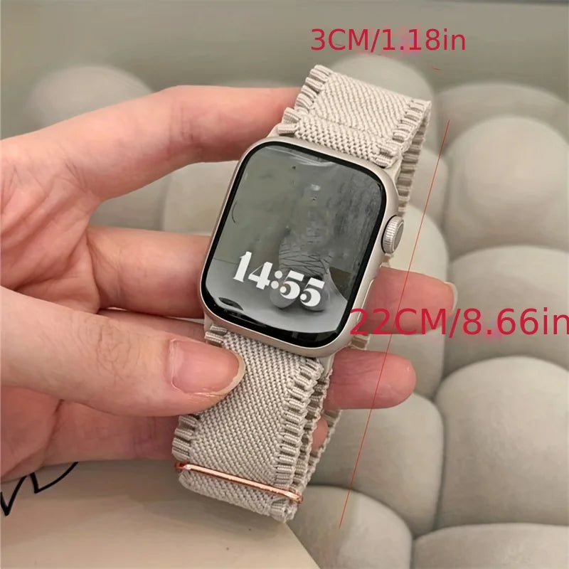 Woman Lace Elastic Nylon Band Compatible with Apple Watch Dial Of 38/40/41mm 42/44/45/46/49mm, Soft Solo Loop Wristband