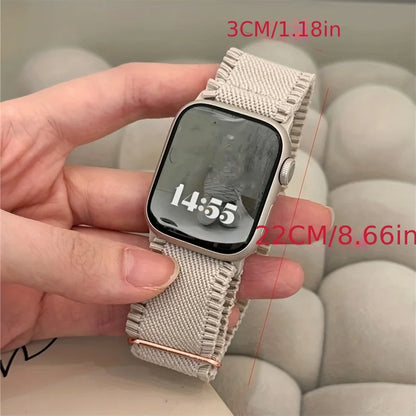 Woman Lace Elastic Nylon Band Compatible with Apple Watch Dial Of 38/40/41mm 42/44/45/46/49mm, Soft Solo Loop Wristband