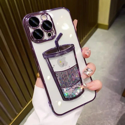 New Plating Ultrathin Antiskid Case For iPhone 16 15 14 13 12 11 Pro Max Plus Transparency Soft TPU Lens Film Protect Cover Pink