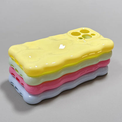 Fashion Meteorite Wave Bubble Silicone Phone Case For iPhone 16 15 Plus 14 13 12 11 Pro Max Luxury Wavy Candy Shockproof Cover