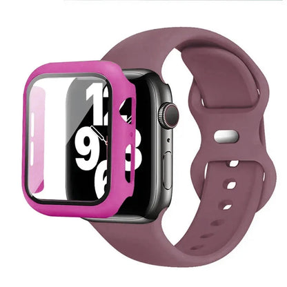 Silicone Strap+case for Apple Watch Band 44mm 40mm 45mm 41mm 49mm 42mm 38mm 44 45 Mm Bracelet Iwatch Ultra Series 7 Se 3 4 5 6 8