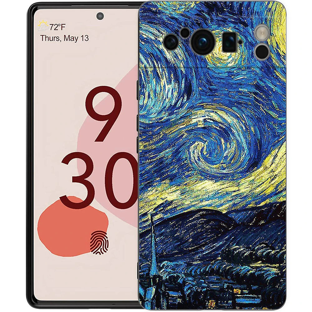 Phone Case Cover for Google Pixel 9 8 7 6 9A 8A 7A 6A Pro 10 9 Pro XL Soft TPU Shell Capas Van Gogh Art Starry Night Aesthetics