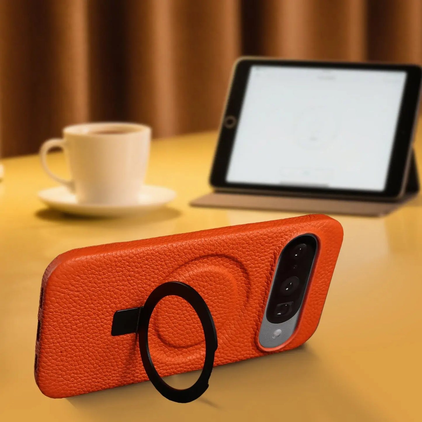 Magnet Ring Stand Phone Case For Google Pixel 10 Pro 9Pro 8A 7Pro 6pro 5A Cover Genuine Leather Case Magnetic Back Cover Cases