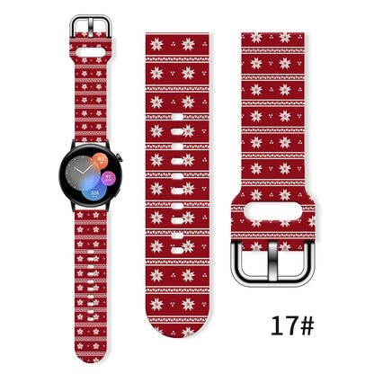 20MM Christmas Series 4 Printed strap for Samsung Galaxy Watch 7/6 40mm 44mm Band Replaceable Bracelet for Xiaomi Huawei Watch