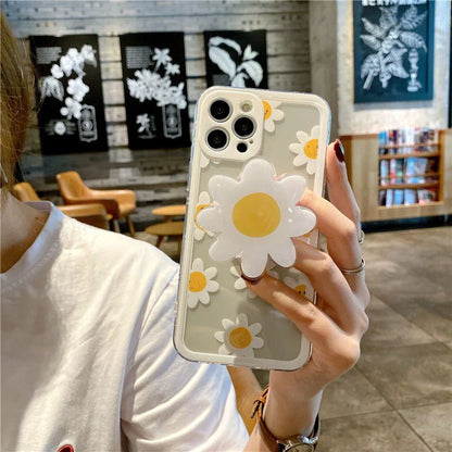 Daisy Flowers Grip Tok Holder Phone Case For Samsung Galaxy A55 A54 5G A34 A14 A15 A25 A24 S20 FE S21 S22 S23 Plus S24 S25 Ultra