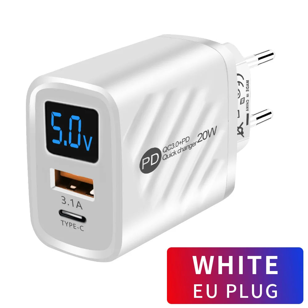 USB Charger 20W Fast Charging Mobile Phone Adapter For iPhone 14 Samsung Xiaomi Huawei Quick Charge 3.0 Wall USB Charger Adapter