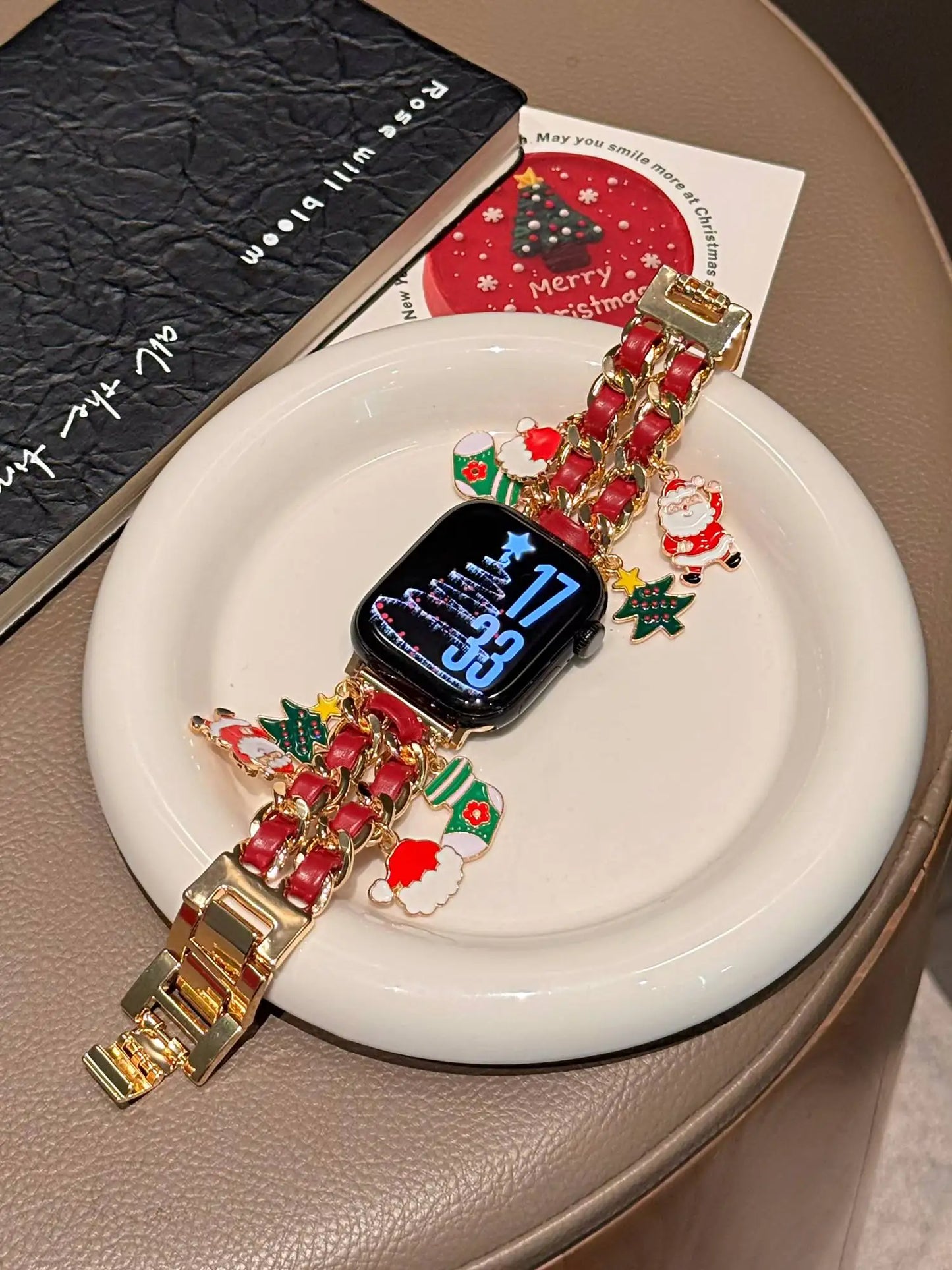 Bling Christmas bracelet link For Apple Watch band women strap Series S10/8/7/6/3/4/5/9 40mm 41mm 42mm 44mm 45mm 46mm