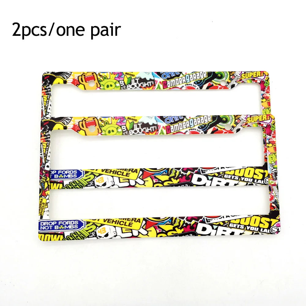 1 Pair(2pcs) JDM Racing Style USA Standard ABS Car License Plate Frame For Tofu Akina Fake Taxi Spoon Hokkaido Decoration Auto