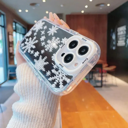 Winter Christmas Beauty Snowflake Makeup Mirror Frame For iPhone Case 16 15 14 13 12 11 Pro XR XS Max 7 8 Plus Phone Y2K Cover