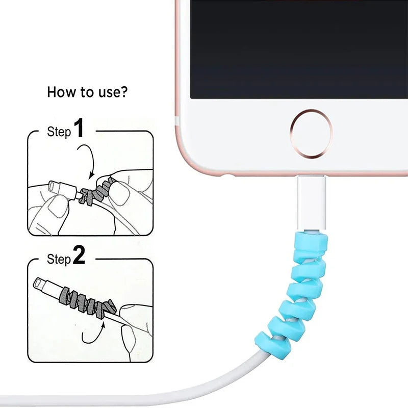10PCS Cable Protector Cover Silicone Bobbin Winder for IPhone 13 Samsung S21 Xiaomi Poco Cable Charger Cable Cord Organizer Clip - covers4phones
