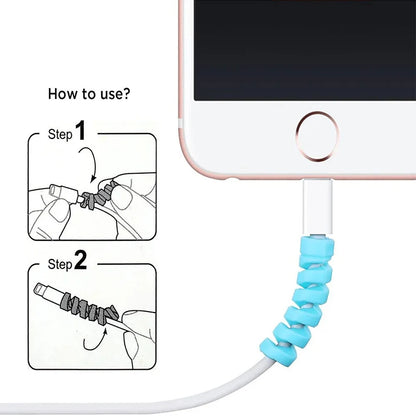 10PCS Cable Protector Cover Silicone Bobbin Winder for IPhone 13 Samsung S21 Xiaomi Poco Cable Charger Cable Cord Organizer Clip - covers4phones