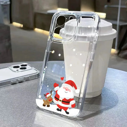 For iPhone 17 16 15 14 13 12 11 Pro Max Case Christmas Snowy Santa Claus Reindeer Cover For iPhone 16 15 14 Plus 16E 17 Air Case
