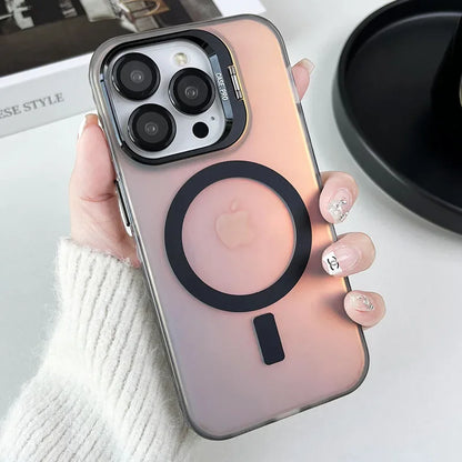 Color Change Magsafe Magnetic Phone Case For iPhone 16 15 14 Plus 13 12 11 Pro Max Lens Glass Film Protection  Metal Stand Cover