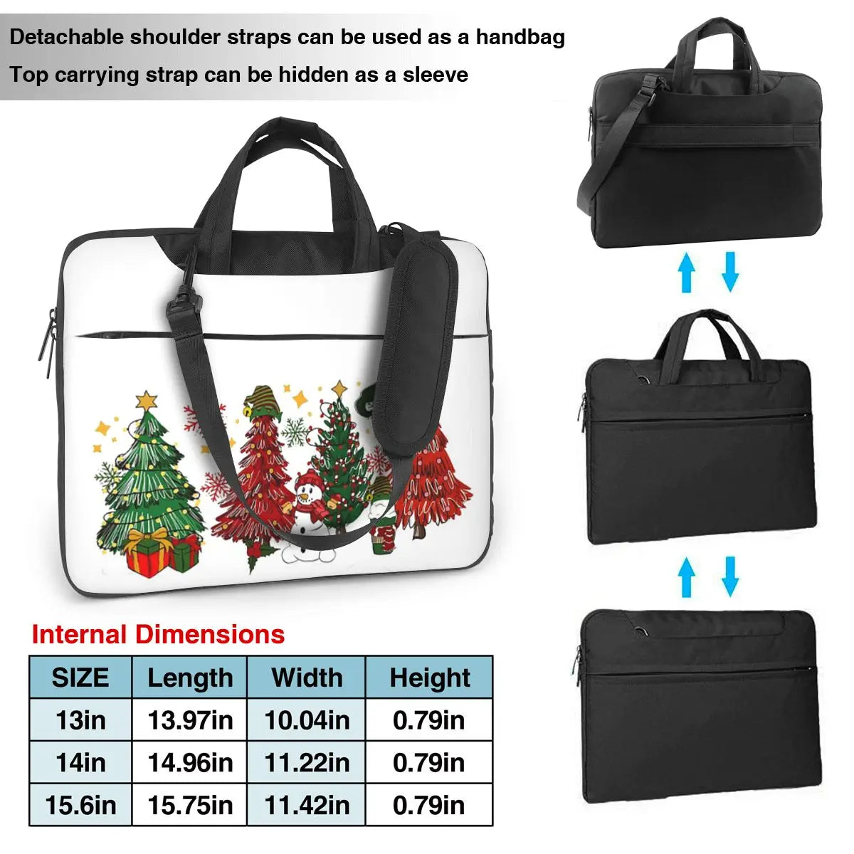 Christmas Pine Trees Crossbody Laptop Bag Case Computer Bag Resistant Protective Notebook Pouch for Macbook Pro