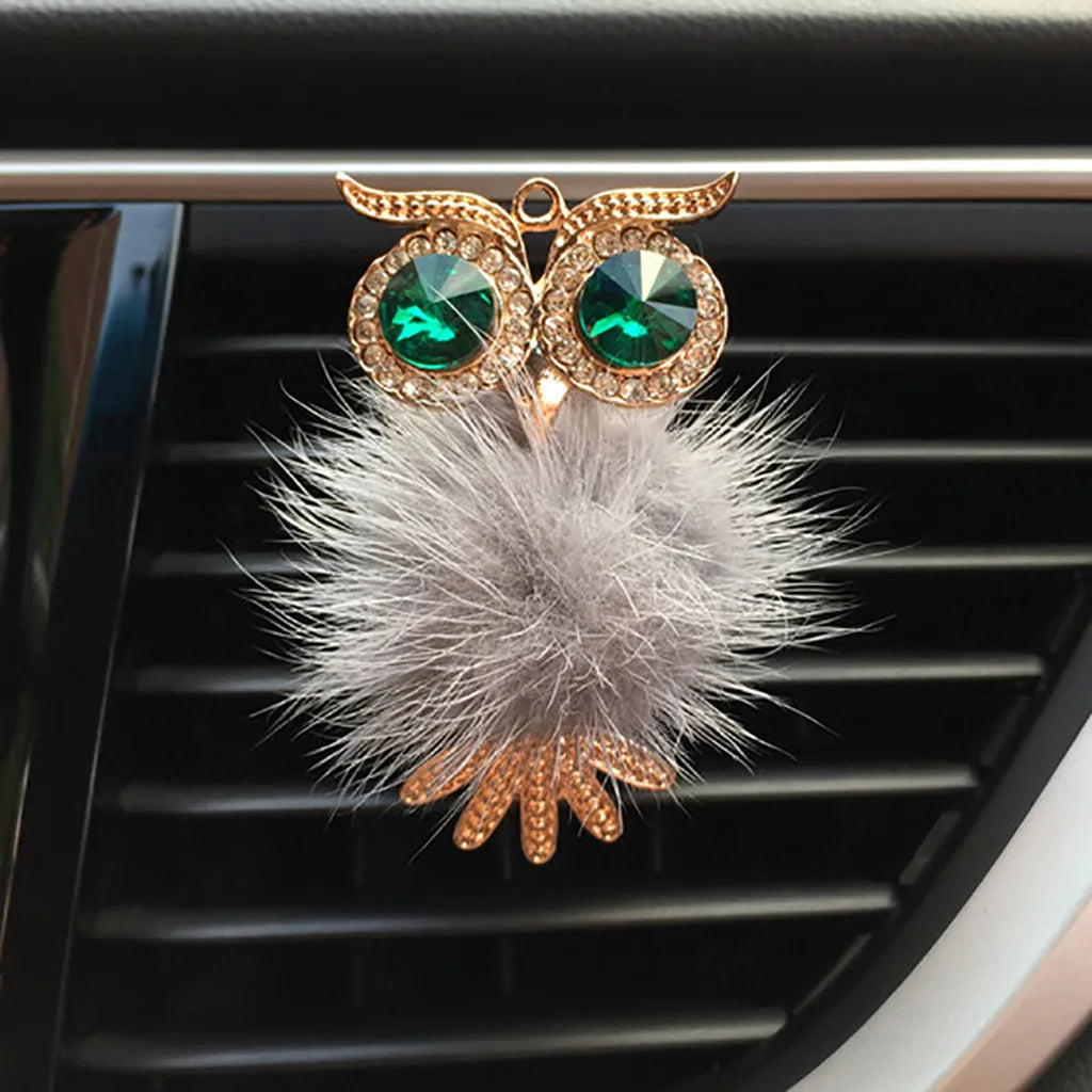 Diamond Fur Owl Car Air Freshener Auto Outlet Perfume Clip Scent Aroma Car Diffuser Bling Car Accessories Interior Decor Gifts
