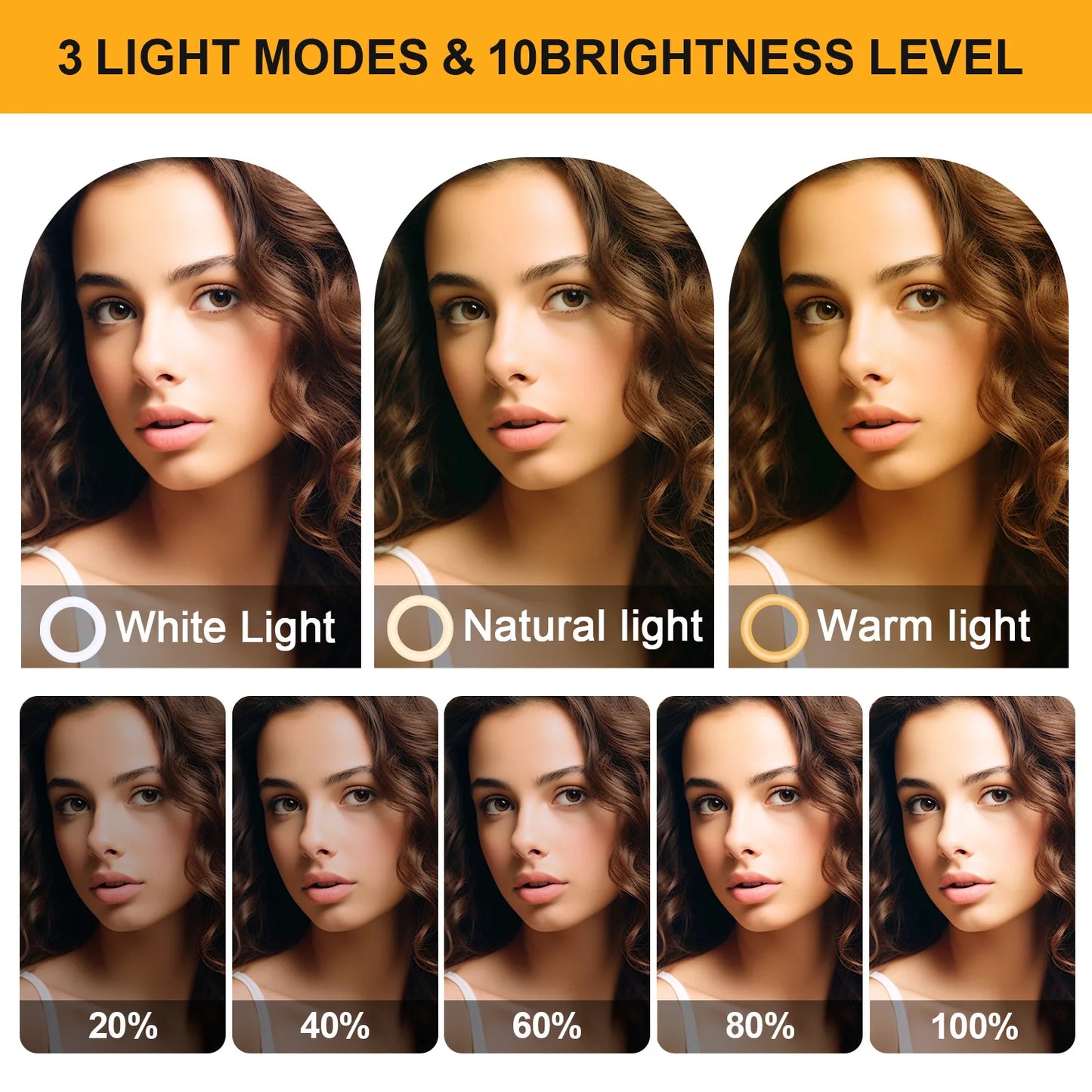 12 Inch Dimmable LED Ring Light with 110cm Tripod and Flexible Cell Phone Stand, USB Powered (3 Lighting Modes), For Selfies