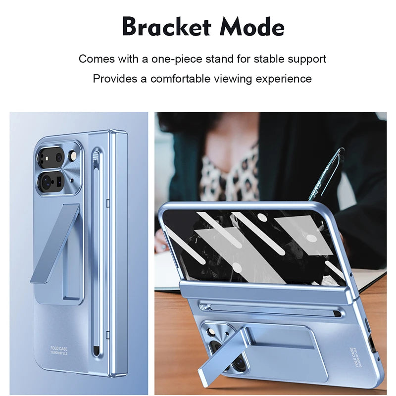 For Google Pixel 10 9 Pro Fold Case With Hinge Protection & Stylus Pen & Foldable Bracket & Screen Protector Phone Cover Shell