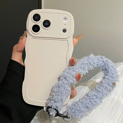 Liquid Silicone Plush Wrist Strap Case For iPhone 17 16E 15 14 13 12 11 Pro Max Plus 6 7 X XR XSMAX Anti-Slip Soft Bumper Cover