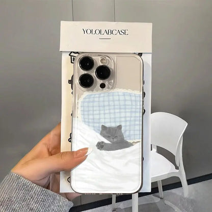 Doodle Angry Cat Case for Iphone 13 16 Pro Max 11 12 14 15 Pro Max 7 8 Plus 13 Mini XS XR SE 2022 13Pro Back Cover Clear Fundas