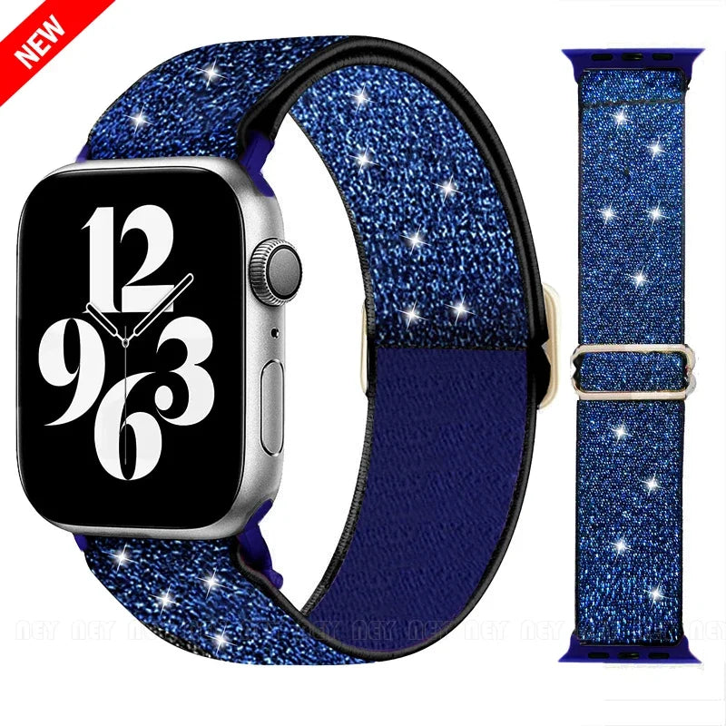 Bling Nylon Strap for Apple Watch Band 44mm 40mm 38mm/42mm bohemian Bracelet iWatch Series 7 6 5 4 3 41mm 45mm 8 9 ultra 2 49mm