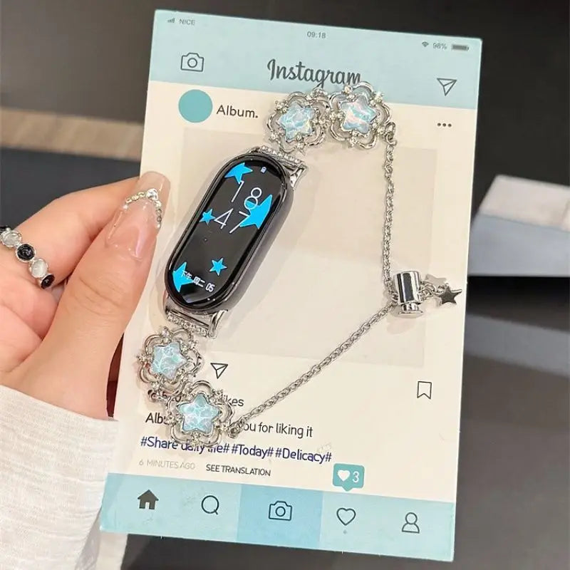 Wire frame flowing star strap suitable for Xiaomi Band 8Pro/9Pro，For Mi band 3/4/5/6/7，8/8NFC/9/9NFC/10/10NFC，For Redmi Watch5/4