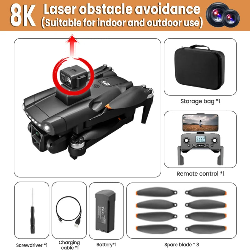 Original V198GPS Drone 4K Profesional FPV Brushless Laser obstacle avoidance Aerial Optical Foldable Quadcopter Mini 8K Dron