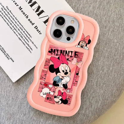 Disney Mickey Minnie Comic Macaron Big Waves Phone Case for iPhone 15 14 13 12 11 pro Max XS XR X 7 8 plus Silicone Candy Cover