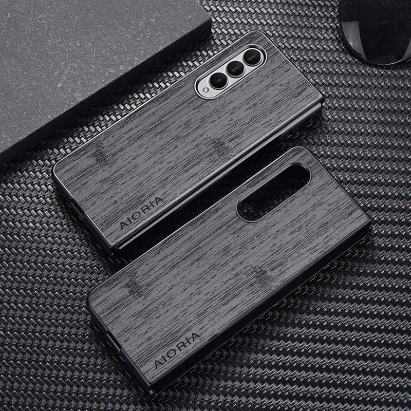 Case for Samsung Galaxy Z Fold 7 3 4 5 6 funda bamboo wood pattern Leather cover Luxury coque for galaxy z fold7 case capa