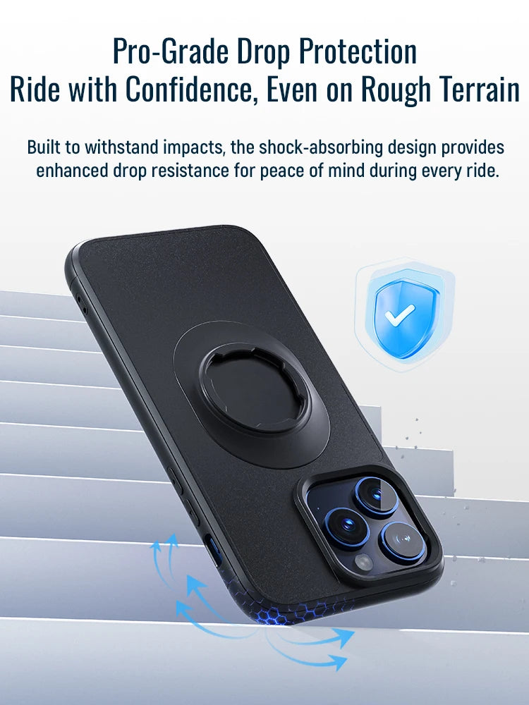 Shockproof Case for iPhone 16/15/14Plus/13/12/11 Pro/Xs Max/XR Quick Lock Mount Case with Adapter for Quad Moto QL Mount/Holder