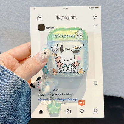Cute Cartoon Sanrio Pochacco Earphone Case For Airpods 1 2 3 4 Pro 2 Wireless Bluetooth Headset Protective Cover With Pendant