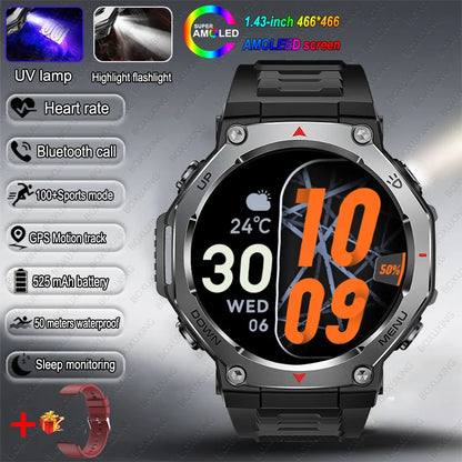 2026 New T-Rex 3 Military Grade Sports Smart Watch GPS Motion Track 5 ATM Waterproof Heart Rate HD Bluetooth Call Smartwatch Men