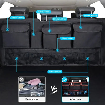 Back Seat Car Trunk Hanging Storage Bag Organizer With 9 Pockets Oxford Waterproof Multi-pocket Car Trunk Storage Bag Organizer