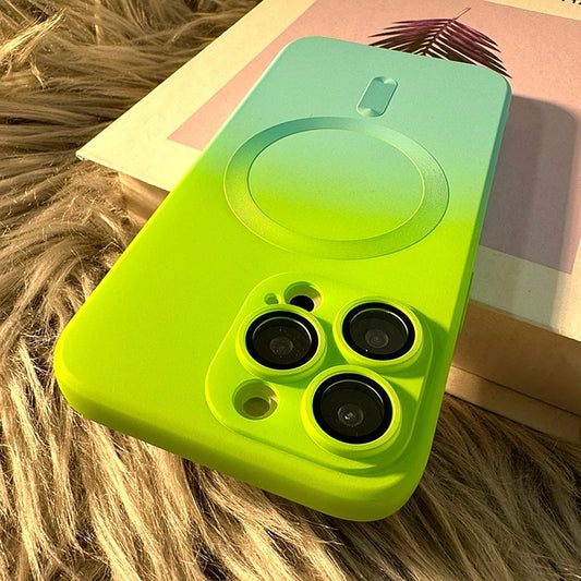 Luxury Magsafe Wireless Charge Gradient Pattern Phone Case For iPhone 11 16 13 14 Pro Max Plus Soft Magnetic Silicone Cover
