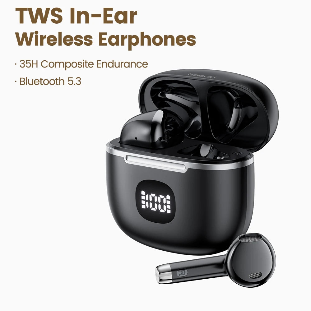 Toocki 06C Bluetooth 5.3 Wireless Headphones Power Digital Display 35hours Endurance Gaming Headsets Waterproof Sports Earbuds