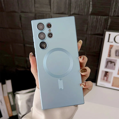 Luxury Matte Magnetic Case for Samsung S25 S24 S23 S22 Ultra S21 S20 Plus Capa for Samsung Note 20 Ultra Magsafe Phone Cover