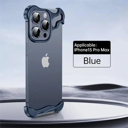 Luxury Alien Titanium Alloy Bumper Phone Case For iPhone 15 13 12 14 Pro Max 15Plus Metal Lens Film Protection Corner Pads Cover