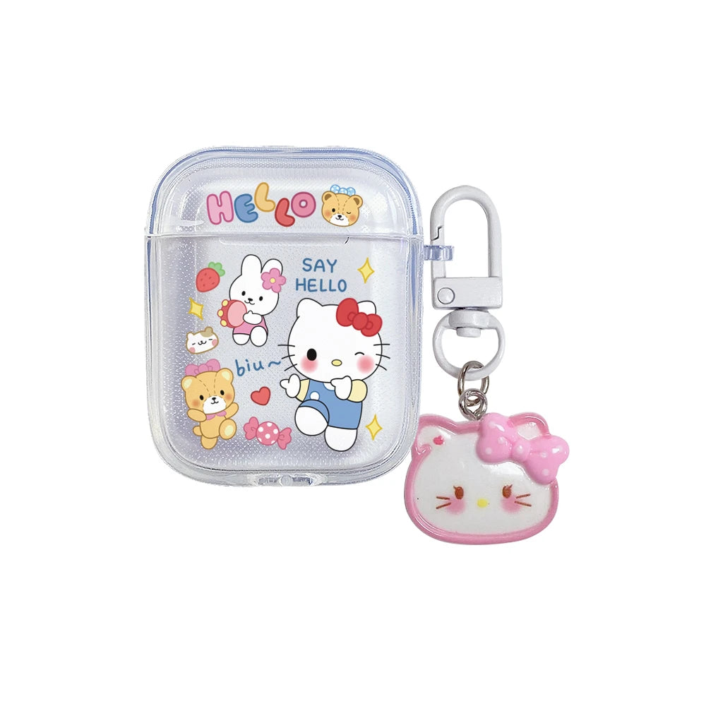 TPU Wireless Charge Headphone Case For Airpods 4,1,2,3,Pro,Pro2 Earphone Soft Cover With Hook Pochacco Cute Cartoon