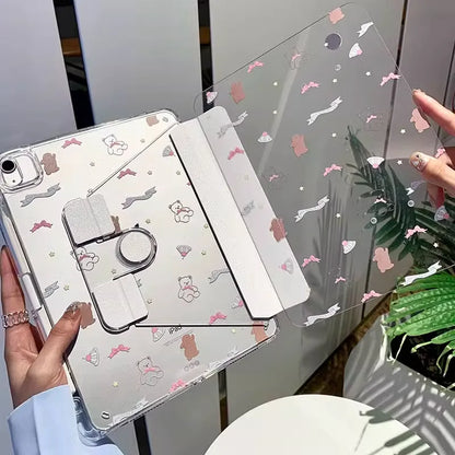 Pochacco Cartoon Case for Ipad 11th Generation 20 21 Pro 11in Case 10th Air4 5 10.9in 720° Rotating Tablet Case Transparent Cove