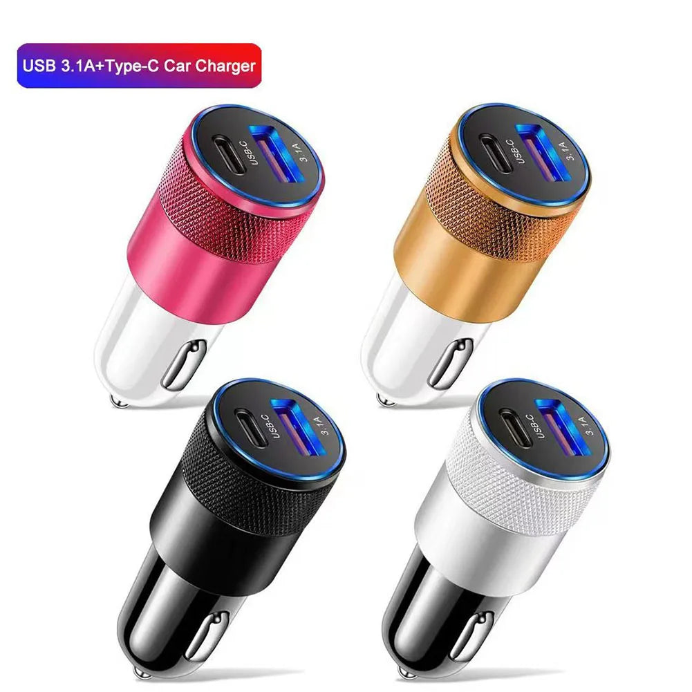66W USB Car Charger Quick Charge 3.0 Type C Fast Charging Phone Adapter Car Adapter Socket Cigarettes Lighters